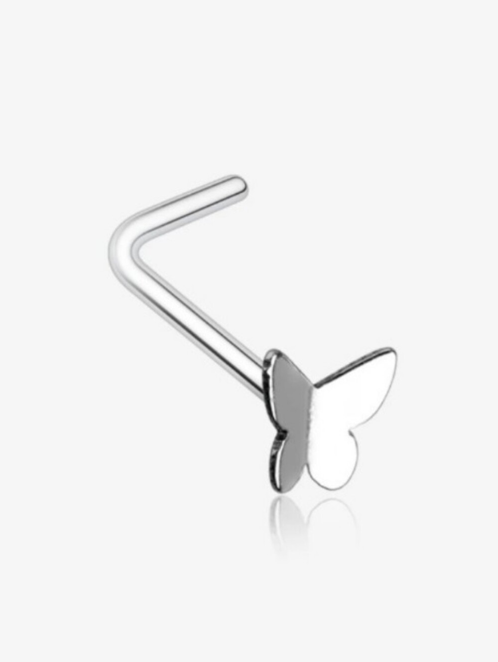Dainty Butterfly Icon L-Shaped Nose Ring